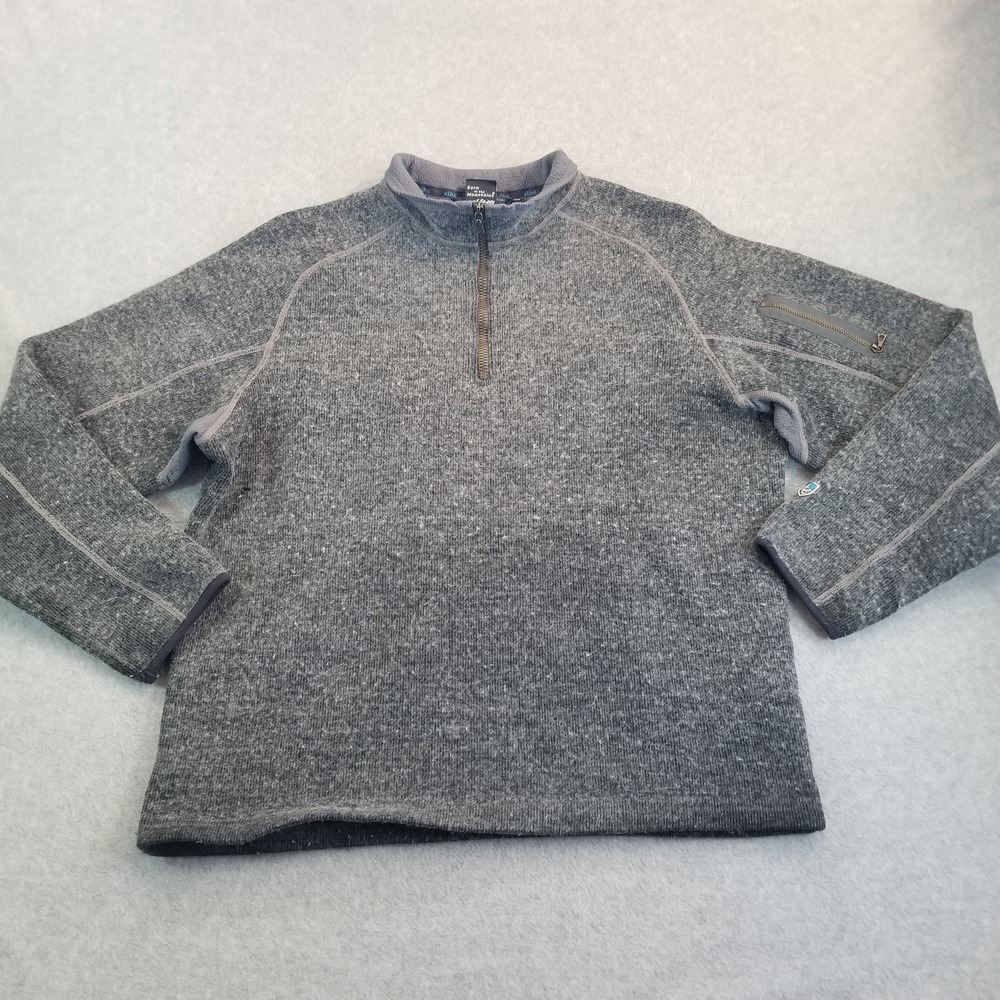 Kuhl Sweater Mens Extra Large Gray Quarter Zip Wool Blend Shaggy Outdoor Hiking